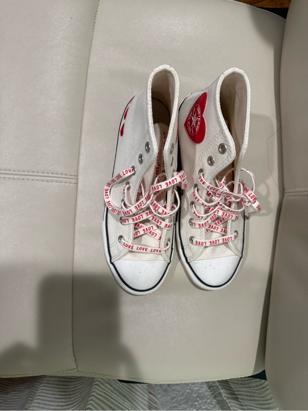 Converse White High-Top Kids Sneakers with Red Heart Details - Picture 4 of 5